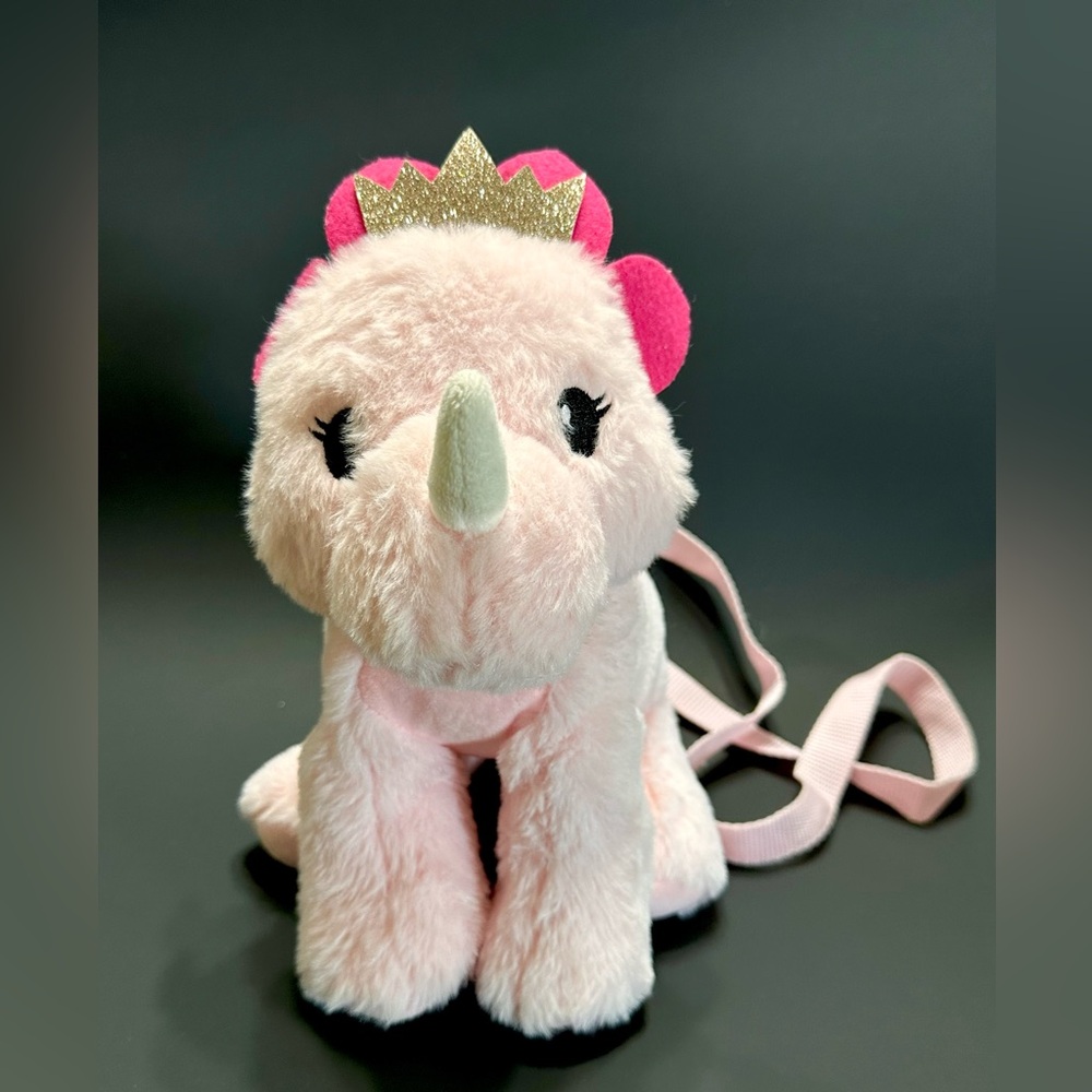 Pink Princess Triceratops Plush Purse